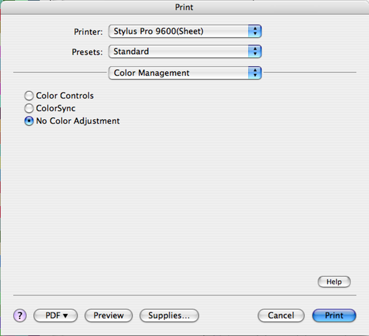 Epson Print Driver Color Management Setting